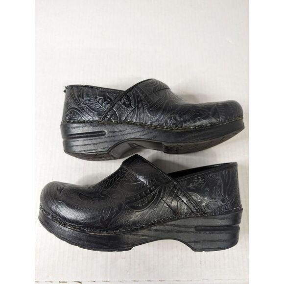 Dansko Clogs Womens 38 Professional Tooled Black Leather Shoes Slip On - Picture 8 of 11
